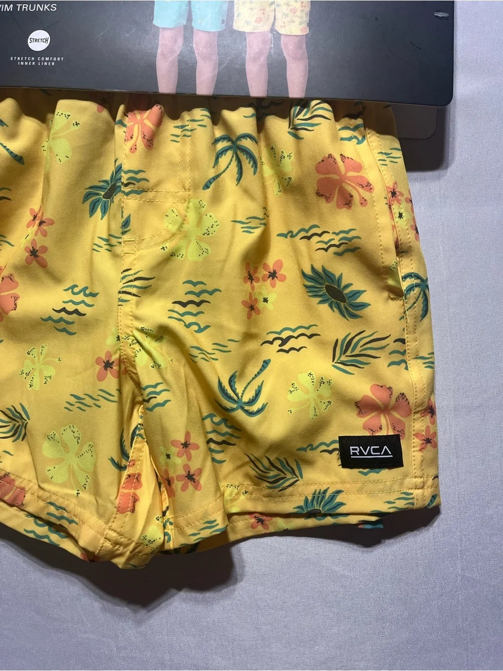 RVCA Boys XSmall (5/6) Yellow/Green Tropical Print Swim Trunk Shorts 2 Pack